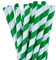 Paper Smoothie Straws, 100% Biodegradable Large Drinking Straws (Green & White Stripe, 100)