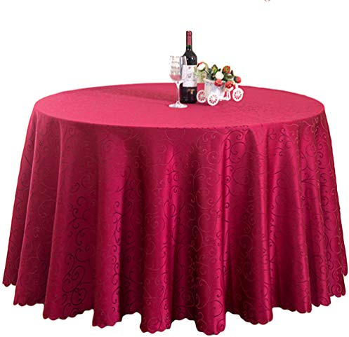 Dooxii Hotel Restaurant Hochzeit Jacquard Tischdecke Einfarbig Tischtuch Party Dekoration (Jujube Rot, 160cm (Runden))