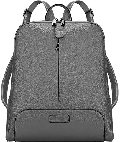 S-ZONE Women Genuine Leather Backpack Fashion Ladies School Bag Fit 13 in Laptop