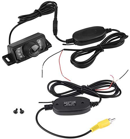 KSTE Car Rear View Camera Monitor,Wireless RCA Video Transmitter Receiver Parking Kit,7pcs IR LED Night Version Car Reverse Backup Camera+Wireless RCA Video Transmitter & Receiver