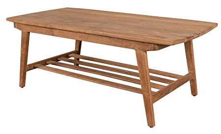 MASSIVMOEBEL24.DE Buton Couchtisch #109 120x60x45 Teak, Farbe:Natur unbehandelt, Größe:120x60 cm