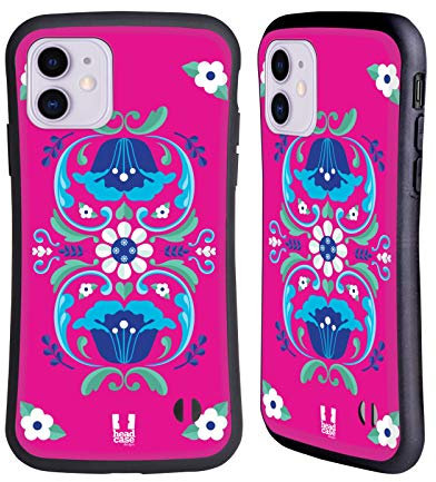 Head Case Designs Rosa Acceso Rosemåling Norvegese Custodia Cover Ibrida Compatibile con Apple iPhone 11