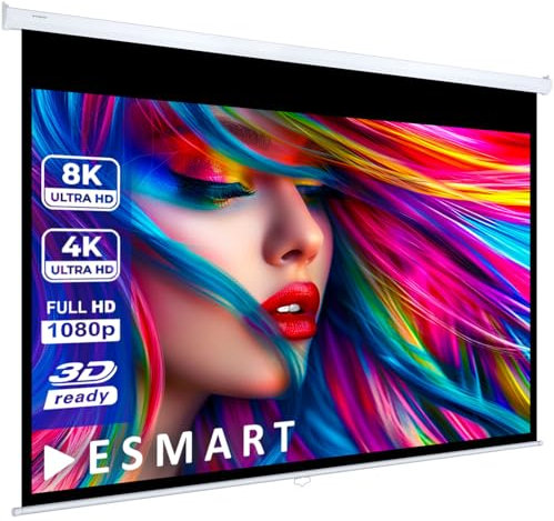ESMART Professionnel MIROLO Écran de Projection Manuel 332 x 187 cm (150) 16:9 | Écran de projecteur Home cinéma écran Rollo LCD LED