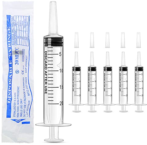 DONQL Spritze 20ml 6Packs mit Verschlusskappe, Kunststoffspritze mit Skala | Dosierspritze Spritze für Wissenschaftliche Labore,Flüssigkeitsmessung und Abgabe,Tierfütterung,Pflanzenbewässerung