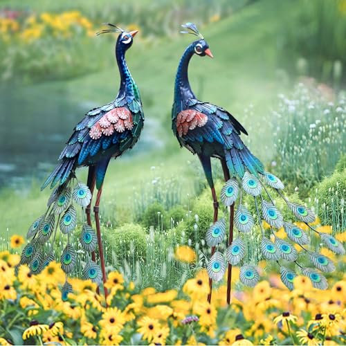 chisheen Gartenfigur Pfau, Metall, 1 Set