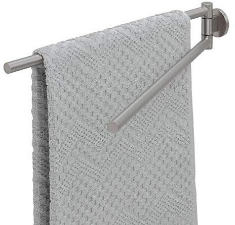 Tiger Noon Handtuchhalter mit zwei schwenkbaren Armen, Edelstahl gebürstet, B x H x T: 4,9 x 7,8 x 45,3 cm