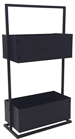 OUTLIV. Pflanzgefäß Eisen, Rostfrei, Mit Anti-Rost Pulverbeschichtung, Modernes Design, Zerlegt, 40x20x74 cm, Schwarz