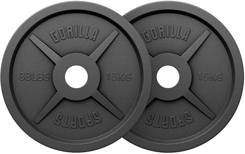 GORILLA SPORTS® Olympia Hantelscheiben - 1,25kg, 2,5kg, 5kg, 10kg, 15kg, 20kg, 25kg, 30kg Gewichte, 50mm Bohrung, Gusseisen, Einzeln/Set - Gewichtsscheiben, Hantelscheiben-Set, Hanteln