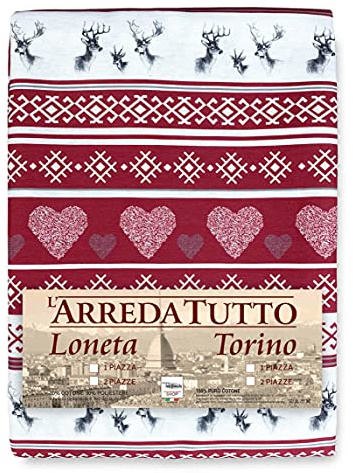 Tex family Telo ARREDO copritutto Gran Foulard COPRILETTO copridivano Tessuto LONETA (Cervino Rosso, 2 Piazze)