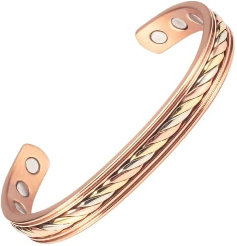 YINOX Geflochtenes magnetisches Kupferarmband mit 8 Magneten, 10 mm – Schmuckgeschenk, für Herren und Damen, verstellbare Größe 16,5 cm, 17 cm, Kupfer