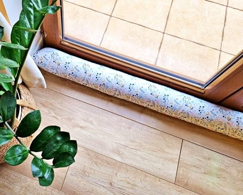 Bebeloo Zugluftstopper Durchzugstopper Windstopper für Türen und Fenster Luftzugstopper für Tür Türschlange Türrolle Baumwollstoff (Vogelbeere, 250 cm)