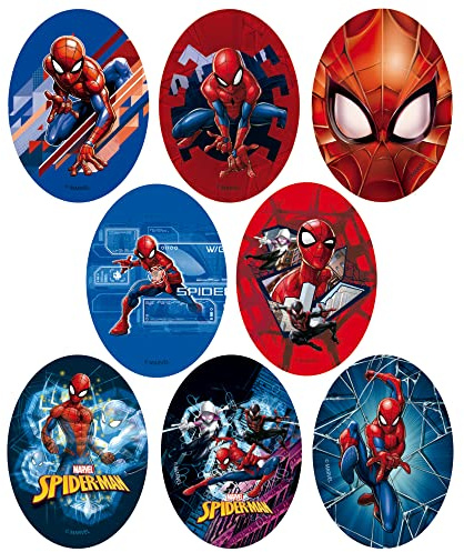 8 x Screen Printed Iron on Patches for Clothes, Iron-on Appliques for Repairing and Decorating Trousers, Jackets, Jerseys, Backpacks (Spiderman)