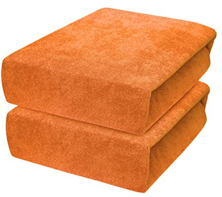 2 x Baby Comfort Frottee Spannbettlaken für 83x50 cm Co-Sleeper Kinderbett-Matratze (orange)