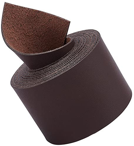 GORGECRAFT Vollnarbenlederriemen 2 Zoll Breit 78 Zoll Lang Einseitiger PU-Lederstreifen Für Heimwerkerhandwerksprojekte Kleidung Schmuckverpackung Herstellung(Kaffeefarbe, 2 Zoll Breit)
