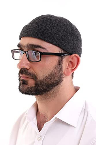 ihvan online Türkische muslimische Winterville-Roll-up-Kufi-Hüte für Männer, Taqiya, Takke, islamische Geschenke, Standartgröße, Dunkelgrau/Stil 10