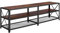 tectake® TV-Schrank, Lowboard für Fernseher bis zu 60/70 Zoll, 141/161 cm, Industrie-Design, Fernsehtisch mit offenen Ablagen, Holz, schwarzes Metallgestell (Industrial Dunkelbraun, 161 cm)