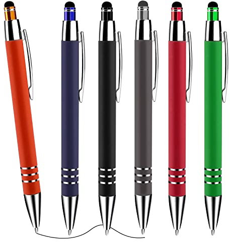 Cobee Stylus Tip Kugelschreiber, 6 Stück 1,0 mm Einziehbarer Kugelschreiber Mittlere Spitze Glatter Schreibstift Schwarze Tinte Metallstift Stylus Schöner Stift für Touchscreens