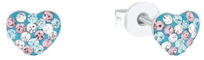 Prinzessin Lillifee Ohrstecker 925 Sterling Silber Mädchen Kinder Ohrschmuck, mit Preciosa, 0,6 cm, Silber, Herz, Kommt in Schmuck Geschenk Box, 2036427