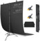 EMART Support Fond Photo en Forme de T 1,5 m x 2,6 m avec Fond Noir et 2 Pinces pour Streaming, Studio Photo, Photographie, Video