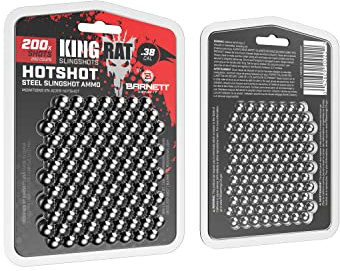 Barnett King Rat Slingshots, Stainless Steel Slingshot Ammo Slingshots, Hunting Quality.38 Caliber, 200 Count,Silver