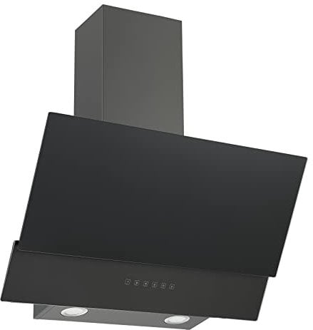 Respekta Campana extractora ahorra espacio / 90 cm/Pantalla de cristal con cubierta de acero inoxidable en negro/Función de extracción y recirculación / CH66090BSGA / A / 42-63 dB