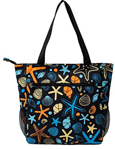 Solance - Grande borsa per la spesa, tote, spalla, palestra, spiaggia o borsa da viaggio con tasche