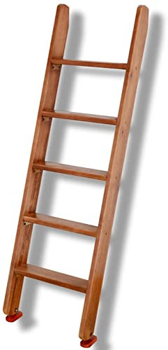 Hochbett Leiter 2,5 cm Dicke Tretholz-Loft-Twin-Etagenbettleiter, bodenstehende einhängbare Trittleiter for ältere Erwachsene und Teenager, braune Trittleiter for den Haushalt (Size : 5-Step/Tall 1.5