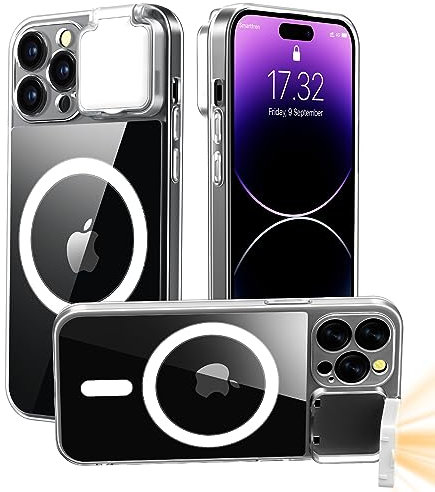 AJDSE Magnetische Schutzhülle für iPhone 13 Pro Max Hülle klar mit LED-Selfie-Licht für iPhone 13 Pro Max Hülle kompatibel TIK Tok/Stream/Makeup/Live/Video - Selfie Illuminate für Frauen Männer