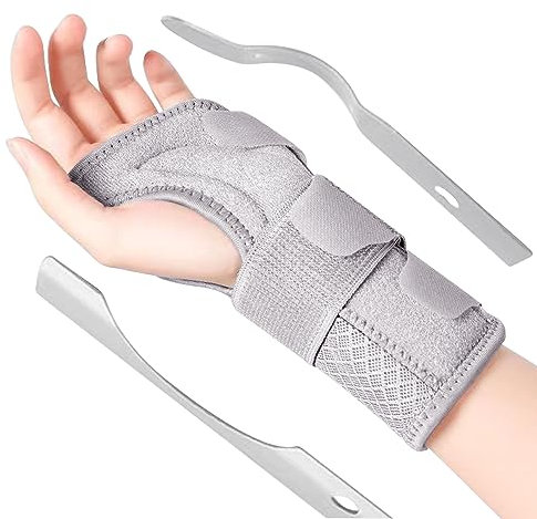 MILAIUN Handgelenk Bandagen mit Metallschiene, Karpaltunnelsyndrom Schiene rechts und links, Handgelenkstütze für Tendinitis, Arthritis, Herren und Damen (S/M,Linke Hand,Grau)