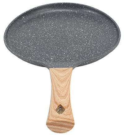 ANKROYU Poêle à Frire Revêtue De Pierre Maifan, Poêle à Frire Antiadhésive En Aluminium Avec Manche En Bois, Poêle à Frire Pour Steak Omelette Omelette