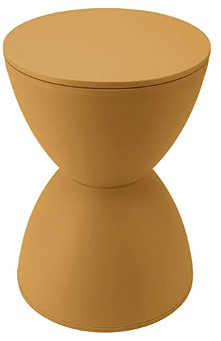 Tabouret En Forme De Sablier - Tabouret Rond En Plastique Blanc Pour Jardin, Piscine Et Salle De Bain Table D'appoint élégante Pour la Maison, Idéale Pour les Espaces Intérieurs Et Extérieurs.(Jaune)