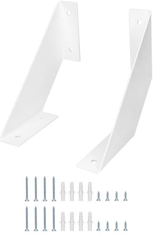 QWORK® 2 Stück Weiße Regalträger Regalhalterung, Schwerlast Metall Wandhalterungen für Wandregale - 15cm