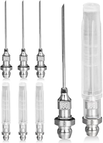 Whtawtaw 8pcs Bearing Grease Injector Needle, Small Grease Needle Nozzle, Removable Grease Gun Needle Tip Dispenser Grease for Fitting for Ball Joints Tool