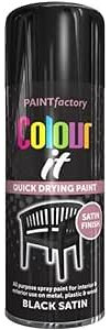 SDMAX Quick Drying Black Aerosol, Satin Black Spray Paint, Multipurpose Black Satin Paint for Wood, Metal, Indoor & Outdoor Surfaces (250 ml) (1 Pcs)