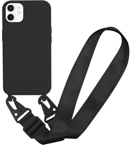 MBSLFY Handyhülle kompatibel mit iPhone 12 Mini Hülle mit Band, Silikon Necklace Handyhülle mit Abnehmbar Kordel Umhängen Stossfest Handy Schutzhülle für iPhone 12 Mini, Schwarz