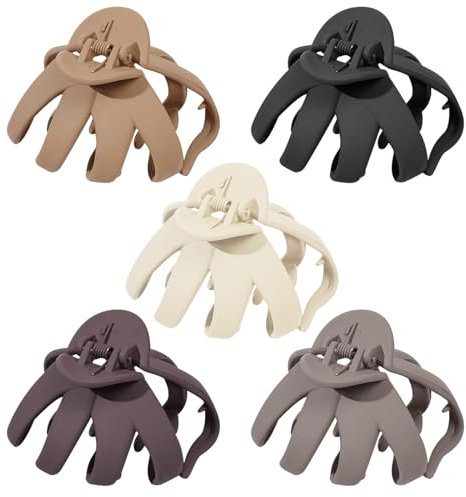 5 Stück Oktopus Haarklammer, Mittelgroß Haarspangen Matte Haarkrallen für dickes lockiges langes Haar Breite Griffe Haarclips für Frauen, Mädchen Hair Claw Clips für Haarstyling-Zubehör
