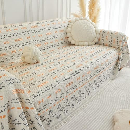 Ayoiow Couchbezug für Wohnlandschaft Sofahusse Grau Sofahusse 2 Sitzer Chenille Geometrisches Muster