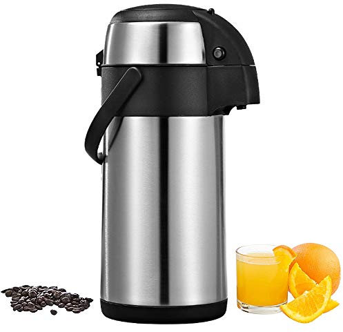 ANSNOW Jarra Térmica de 3 Litros, Dispensador de Agua con Acción de Bomba, Termo/Airpot de Acero Inoxidable, Aislamiento de Doble Pared Y Ligero, Bebidas Frías Y Calientes, Perfecto para Café Y Té