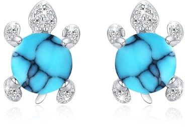 Schildkröte Ohrringe 925 Sterling Silber Schildkröte Ohrstecker Hypoallergene Türkis Ohrringe Schildkröte Schmuck Geburtstag Geschenk für Kinder Frauen Mädchen