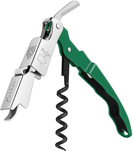 CORKAS Cavatappi Professionali Apribottiglie, Cavatappi da Sommelier, Coltello da sommelier, Cavatappi per Camerieri Apri Bottiglia Accessori del Vino e Regali (Verde scuro)