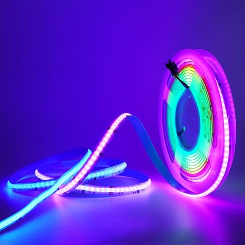 HEGEHE 12V COB RGB LED Streifen, 576LEDs/m WS2811 Adressierbare Vollfarbe Superhell Hohe Dichte Flex Selbstklebend LED Leiste Lichtband für Hausbeleuchtung Party DIY Deko (0.5M)
