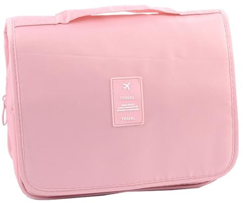 jyibinee Bolsa de lavado con bordes exquisitos, bolsa de lavado de gran capacidad con diseño de gancho, bolsa de aseo portátil para viajes y uso doméstico, Pink