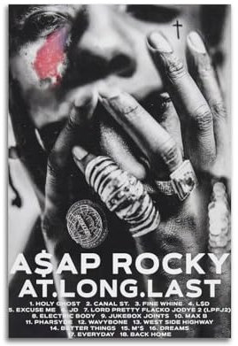 Szzmyo ASAP Rocky Album-Poster, Leinwandposter, 30,5 x 45,7 cm, ungerahmt, Schlafzimmer, Wohnzimmer, Badezimmer, Klassenzimmer, Bürodekoration