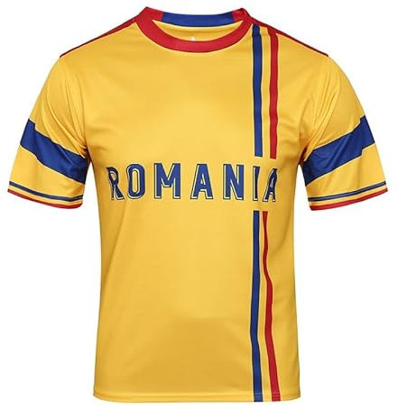 BINQER Men's Football Jersey Europe/America Cup Football T-shirt Sweatshirt Fans Football Half Sleeves(Color:Romania,Size:M)