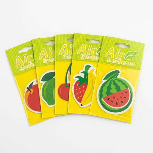 Lot de 4 Désodorisants Voiture Parfum Fraise | Air Freshener Longue Durée | Anti-Odeur Voiture | Accessoire Rétroviseur | Fraîcheur Naturelle | Design Fruité