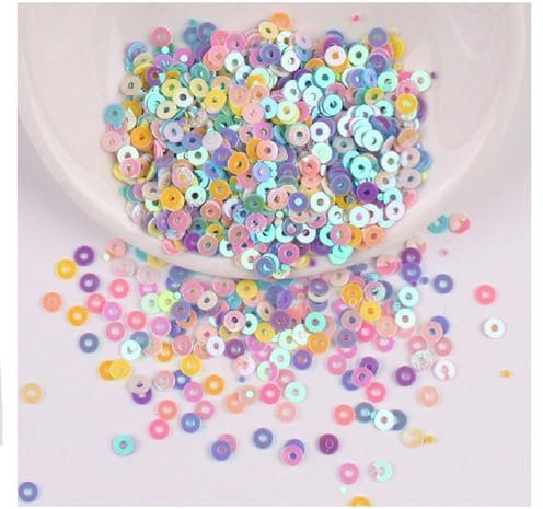 Rockreyoa 30 Farben Lose Pailletten, Runde Stickerei Regenbogen-Pailletten mit Löchern zum Basteln?DIY Kunsthandwerk Nähen Schmuck Basteln Dekorationen Nr.1 Macaron 2mm