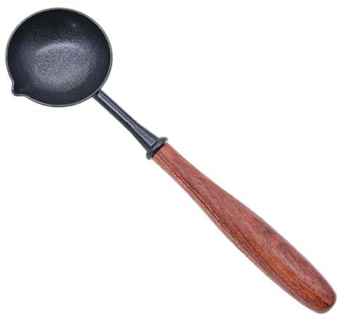 Wachsschmelzlöffel – Wachslöffel Mit Holzgriff | Antihaftbeschichteter Wachssiegellöffel | Wachsversiegelungs-Schmelzlöffel | Messing Vintage Langer Holzgriff Für Wachssiegel, Stempel, Umschlag