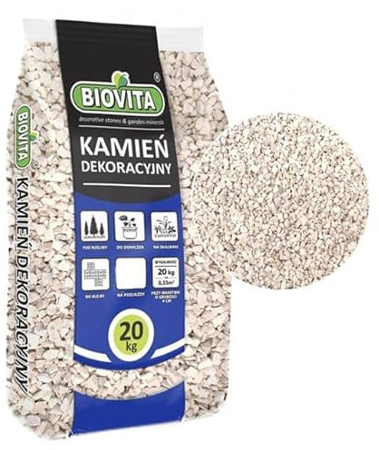 BIOVITA Gravier décoratif en grès blanc pour aménagement de jardin, blanc neige (beige, 20 kg)