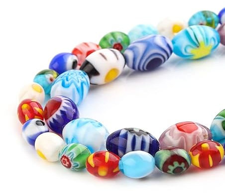 PULABO 32-50 teile/los Oval Millefiori Lampwork Glasperlen Lose Abstandshalter Perlen für Schmuck Machen Handwerk Beacelet DIY Halskette Kreative