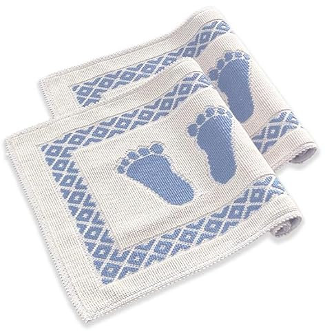 Soffy Creme & Blau 2er Pack Badematte | Natürliche Baumwolle Badteppich | Weiche Bad- und Duschvorleger | Für Bad, Dusche und Toilette Maschinenwaschbar, Schnell Trocknend Badvorleger
